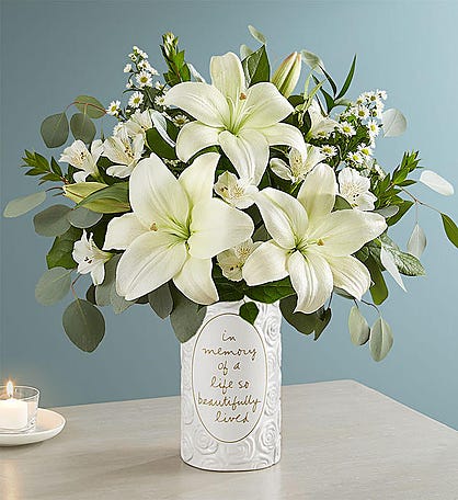 White Lily Bouquet for Sympathy